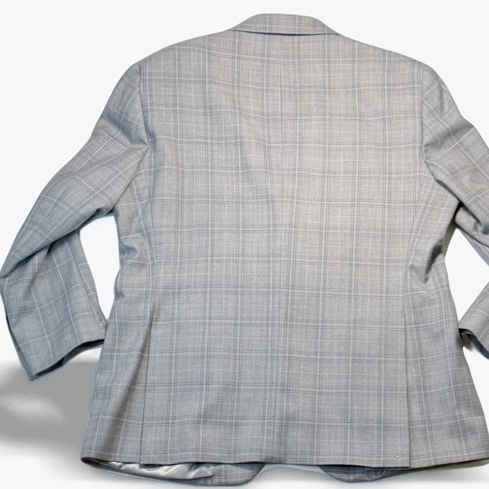 Pronto Uomo Platinum Sport Coat 2 Button Blazer Jacket 46R Grey Glen Plaid Wool